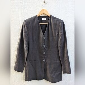 Vintage Neiman Marcus Black 100% Linen Blazer Jacket Office Classiccore  Size 4